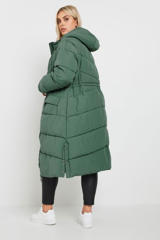 Evans YOURS Curve Green Borg Hooded Padded Coat