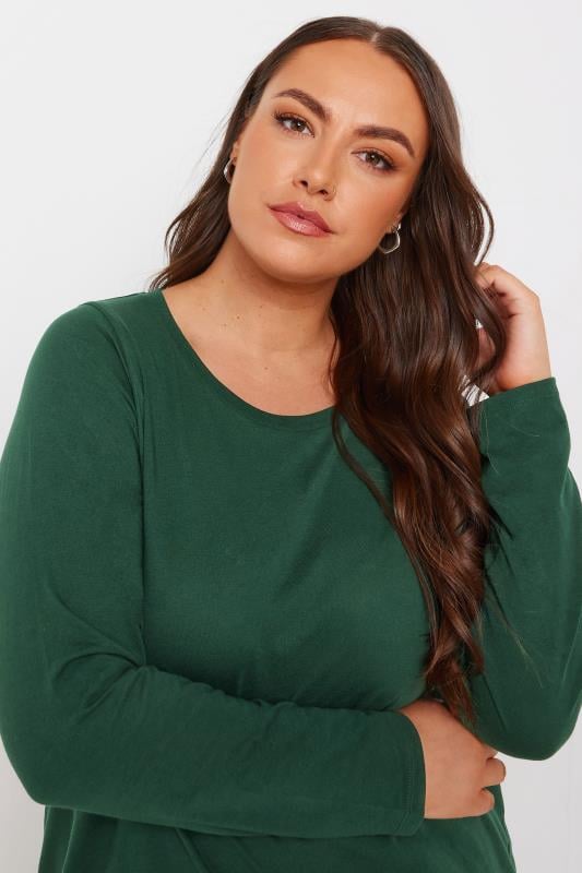Evans YOURS Curve Green Essential Long Sleeve Top