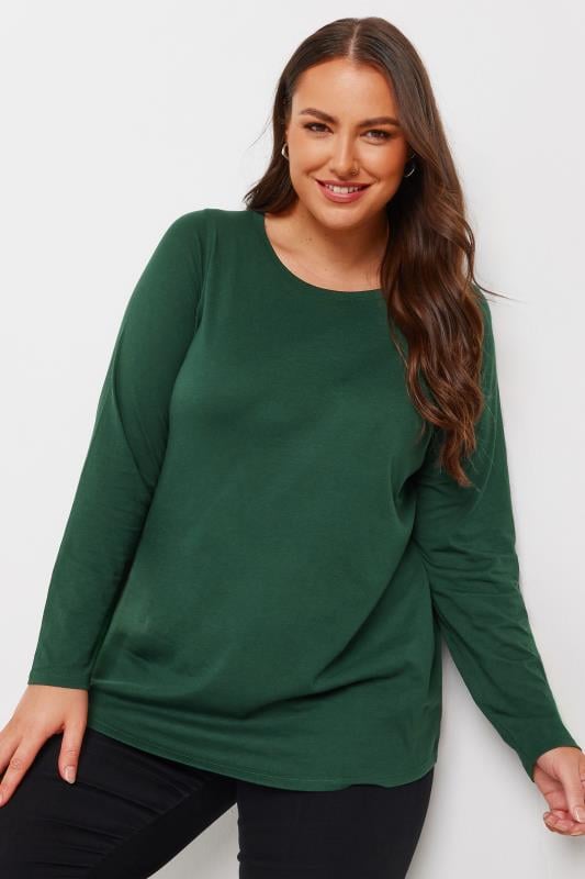 evans YOURS Curve Green Essential Long Sleeve Top