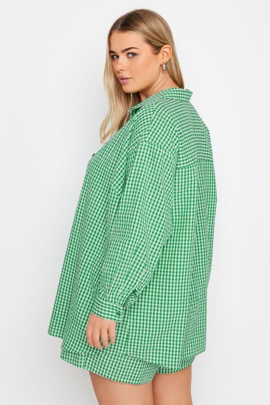 Evans YOURS Curve Green Gingham Check Shorts