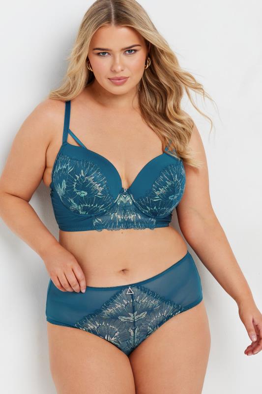 Evans YOURS Curve Green Iridescent Lace Briefs