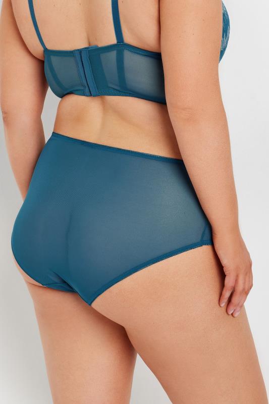 Evans YOURS Curve Green Iridescent Lace Briefs
