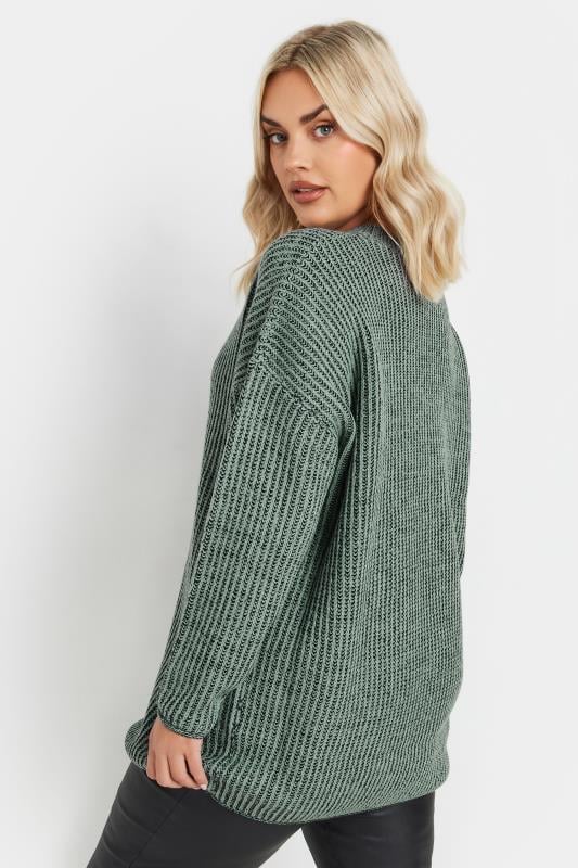 Evans YOURS Curve Green Knitted Crew Neck Jumper