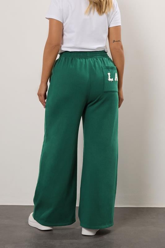 Evans YOURS Curve Green 'LA' Wide Leg Joggers