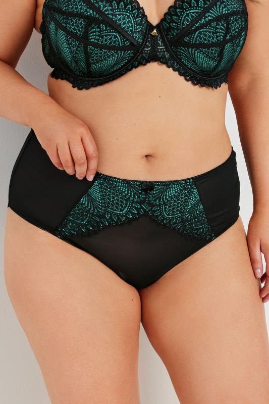 evans YOURS Curve Green Lace Full Briefs