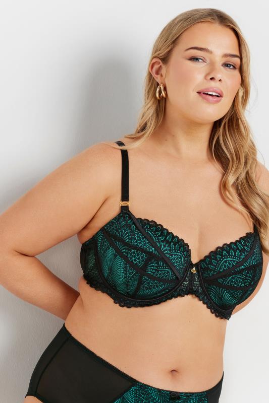 evans YOURS Curve Green Lace Padded T-Shirt Bra