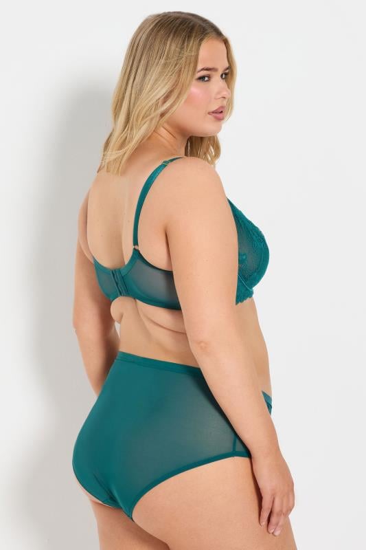 Evans YOURS Curve Green Lace Underwired Plunge Bra