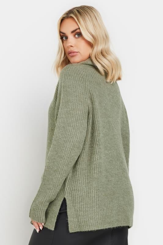 Evans YOURS Curve Green Roll Neck Knitted Jumper