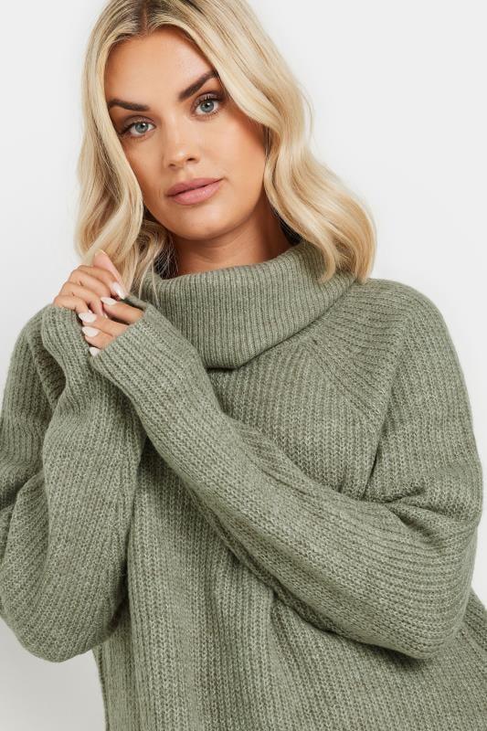 Evans YOURS Curve Green Roll Neck Knitted Jumper