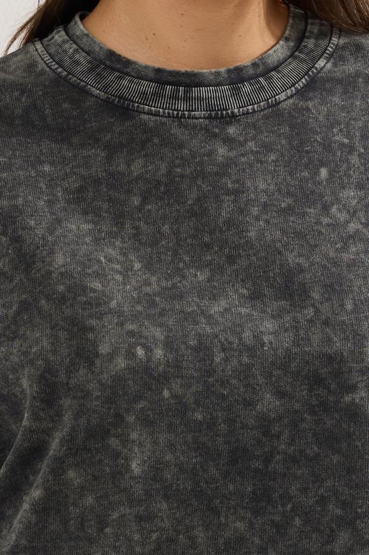 Evans YOURS Curve Grey 2-In-1 Acid Wash Sweatshirt