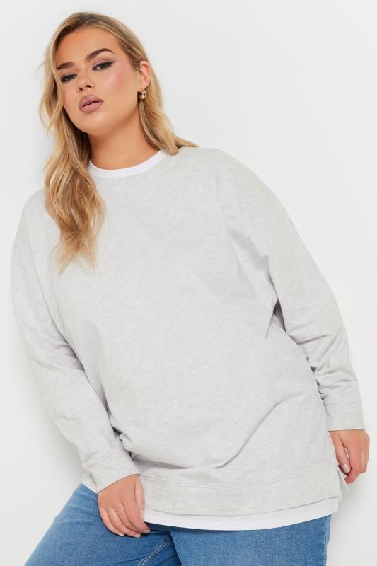 Evans YOURS Curve Grey 2-In-1 Jumper