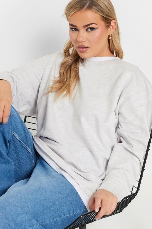 evans YOURS Curve Grey 2-In-1 Jumper