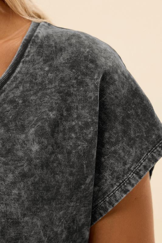 Evans YOURS Curve Grey Acid Wash Heavyweight Top