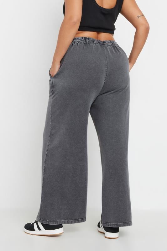 Evans YOURS Curve Grey Acid Wash Wide Leg Joggers