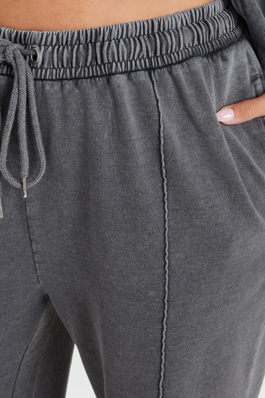 Evans YOURS Curve Grey Acid Wash Wide Leg Joggers