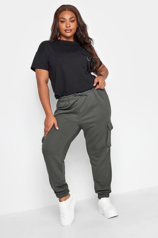 evans YOURS Curve Grey Cargo Joggers