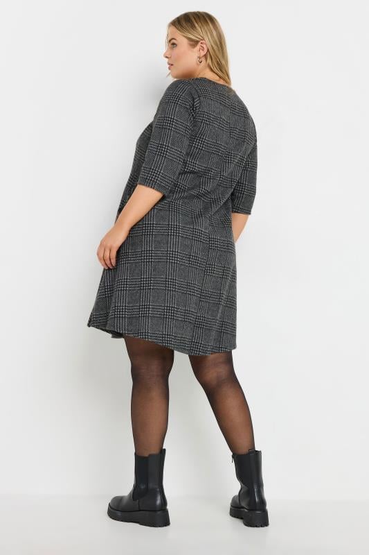 Evans YOURS Curve Grey Check Print Mini Dress