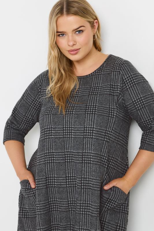 Evans YOURS Curve Grey Check Print Mini Dress