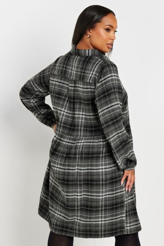 Evans YOURS Curve Grey Check Print Shirt Dress