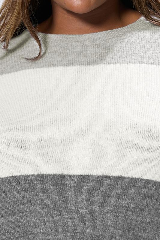 Evans YOURS Curve Grey Colourblock Stripe Jumper