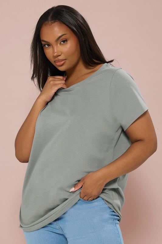 evans YOURS Curve Grey Core T-Shirt