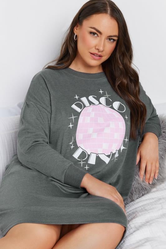 Evans YOURS Curve Grey 'Disco Diva' Nightdress