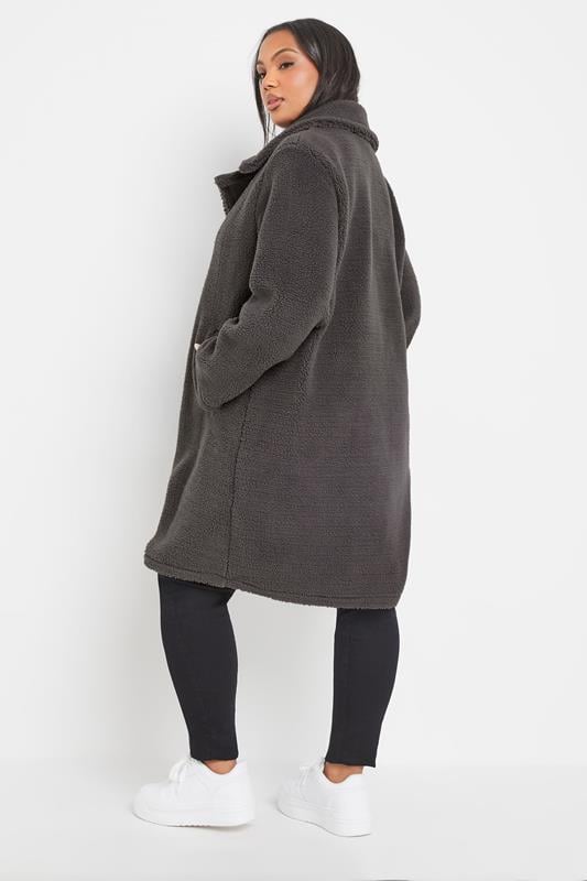 Evans YOURS Curve Grey Faux Fur Teddy Coat