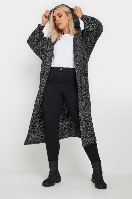 Evans YOURS Curve Grey Hooded Longline Cardigan
