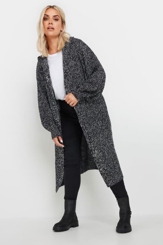 evans YOURS Curve Grey Hooded Longline Cardigan