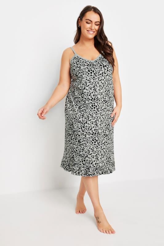Evans YOURS Curve Grey Leopard Print Chemise