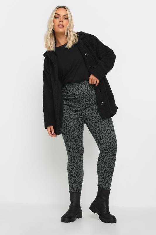 Evans YOURS Curve Grey Leopard Print Jeggings