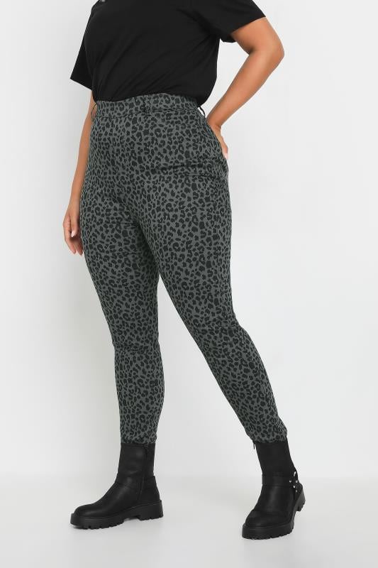 evans YOURS Curve Grey Leopard Print Jeggings