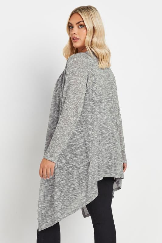 Evans YOURS Curve Grey Metallic Waterfall Cardigan