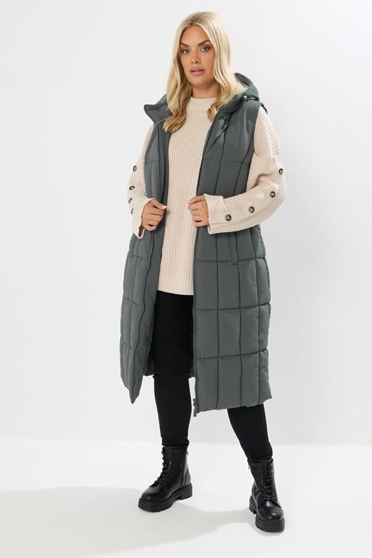 evans YOURS Curve Grey Midi Gilet