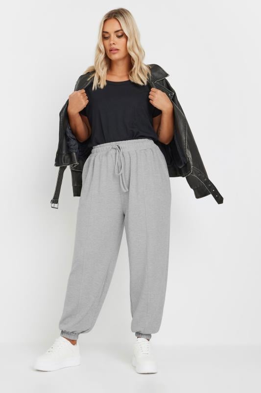 Evans YOURS Curve Grey Pleat Front Cuffed Joggers
