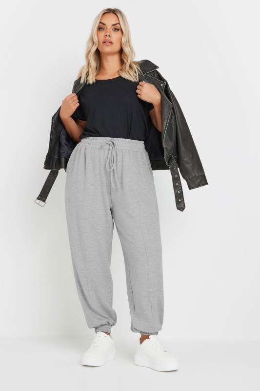 Evans YOURS Curve Grey Pleat Front Cuffed Joggers