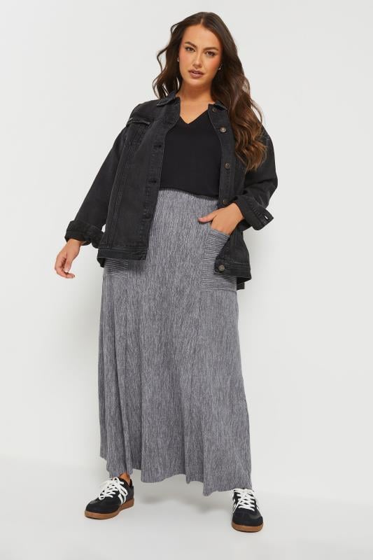 Evans YOURS Curve Grey Pleated Pocket Skirt