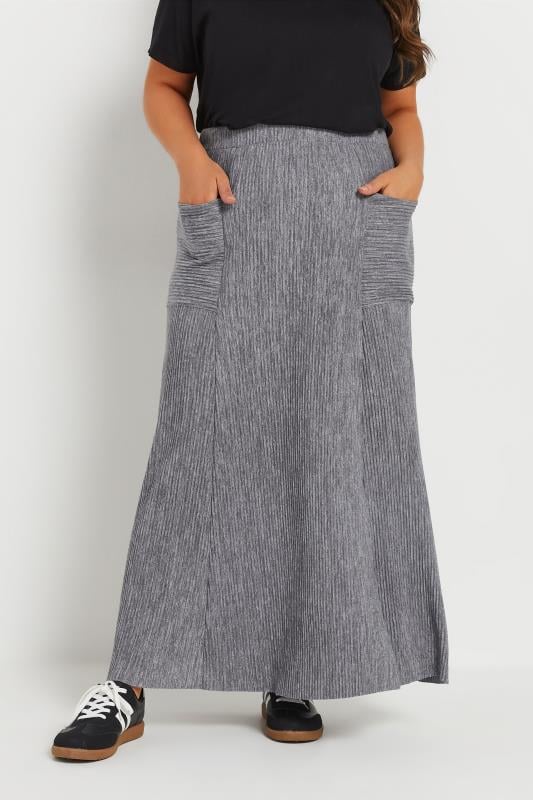 evans YOURS Curve Grey Pleated Pocket Skirt