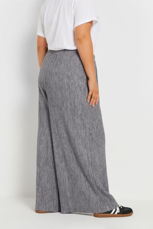 Evans YOURS Curve Grey Pleated Wide Leg Trousers