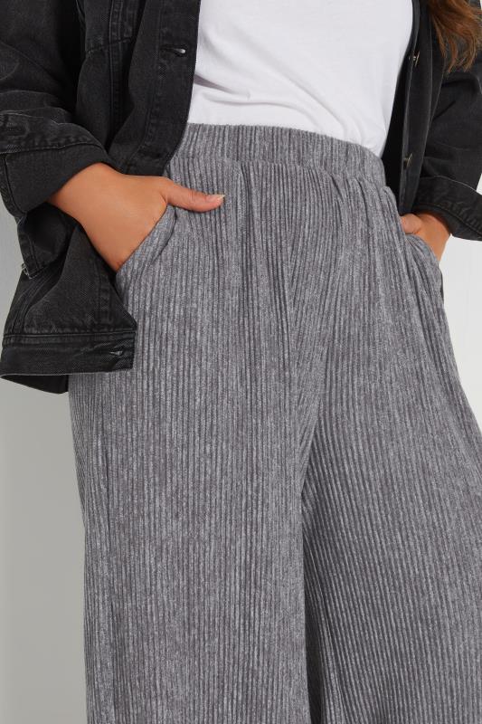 Evans YOURS Curve Grey Pleated Wide Leg Trousers