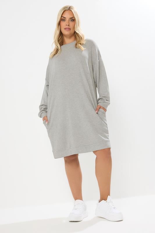 Evans YOURS Curve Grey Pocket Sweatshirt Dress