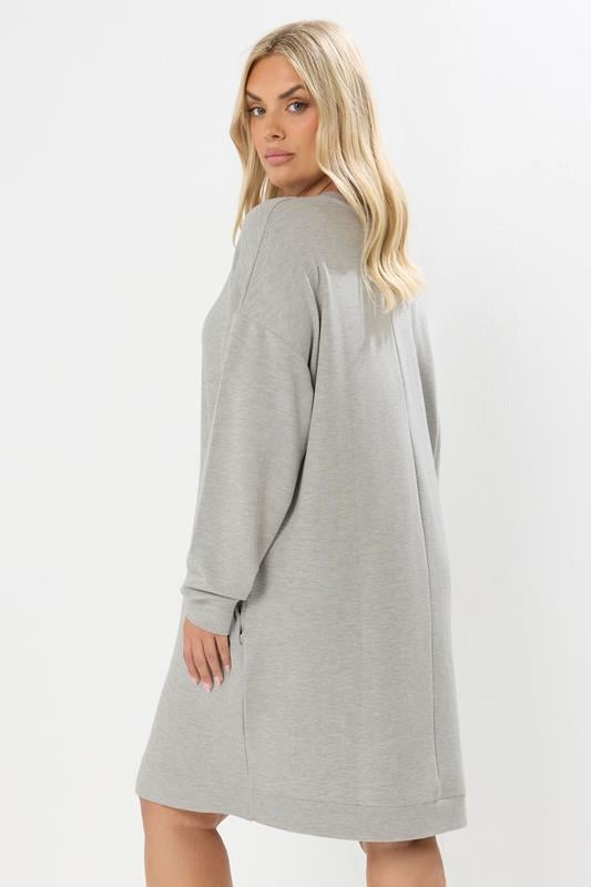 Evans YOURS Curve Grey Pocket Sweatshirt Dress