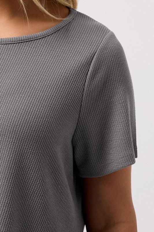 Evans YOURS Curve Grey Ribbed Soft Touch T-Shirt