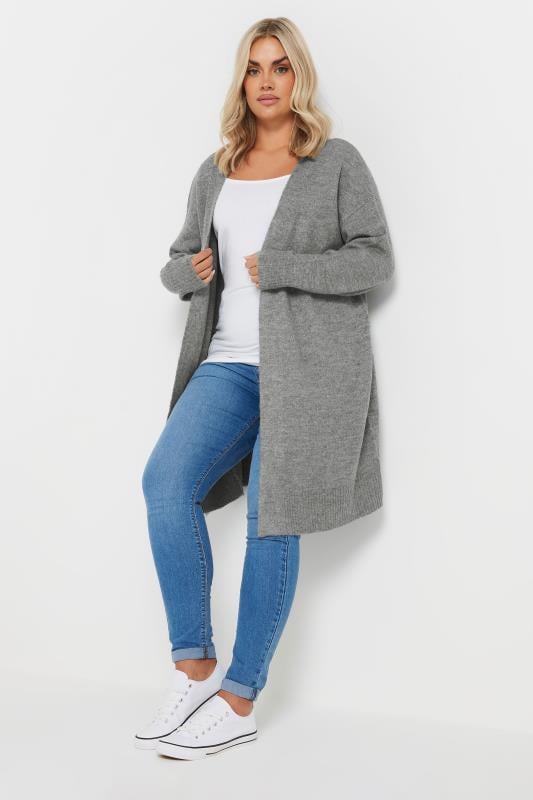 Evans YOURS Curve Grey Soft Touch Knitted Cardigan