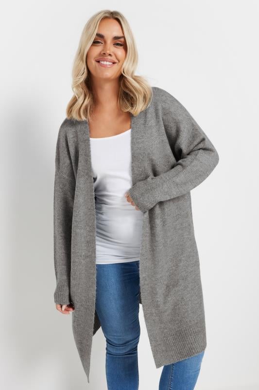 evans YOURS Curve Grey Soft Touch Knitted Cardigan