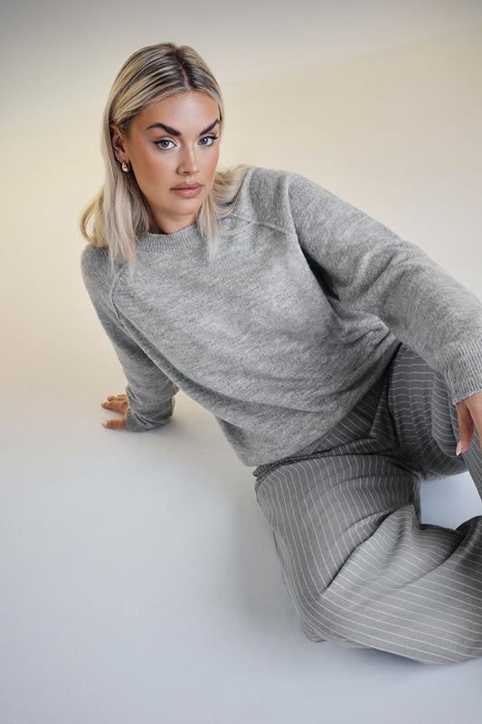evans YOURS Curve Grey Soft Touch Knitted Jumper