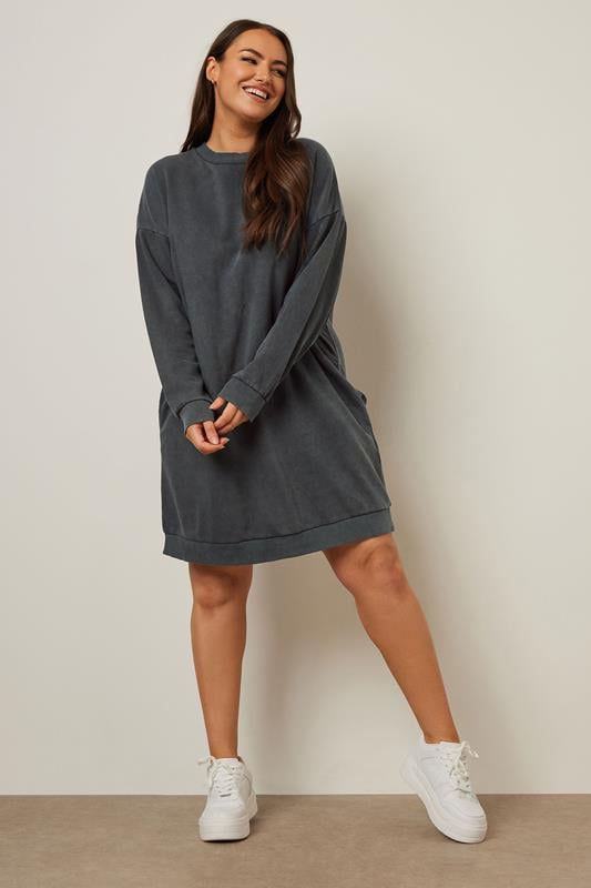 Evans YOURS Curve Grey Sweatshirt Dress