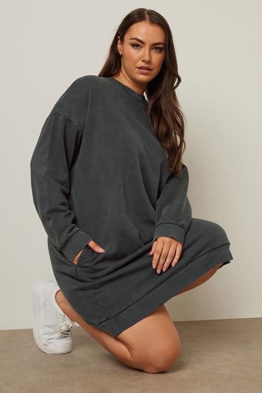 evans YOURS Curve Grey Sweatshirt Dress