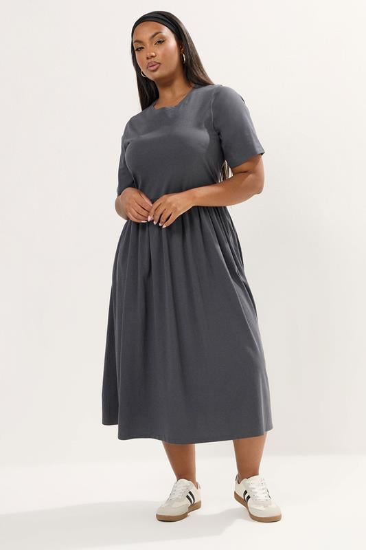 Evans YOURS Curve Grey Throw On Smock Dress