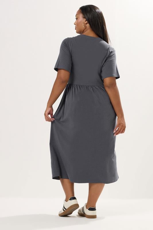 Evans YOURS Curve Grey Throw On Smock Dress